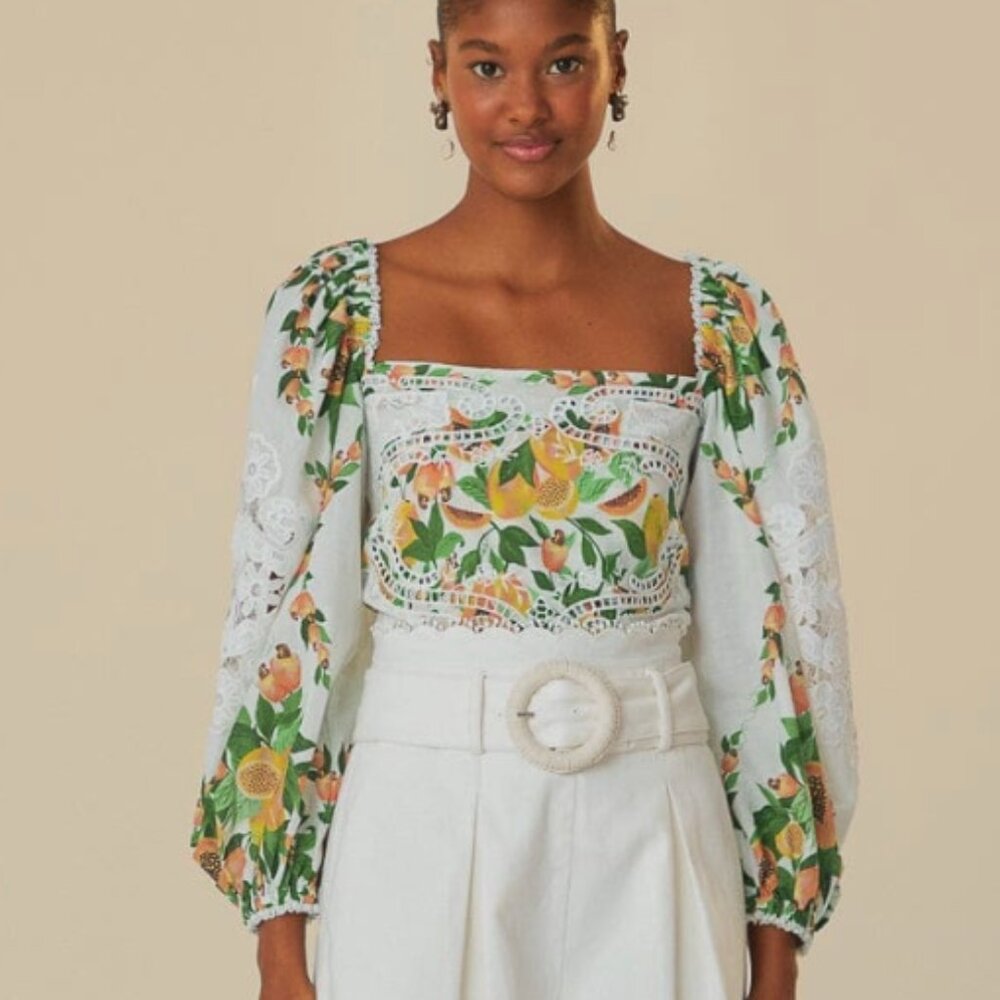 Farm Rio “papaya salad” floral Women's Top